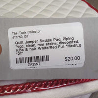 Quilt Jumper Saddle Pad, Piping *vgc, clean, mnr stains, discolored, rubs & hair
