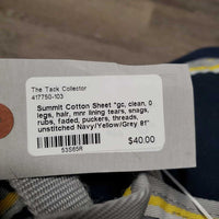 Cotton Sheet *gc, clean, 0 legs, hair, mnr lining tears, snags, rubs, faded, puckers, threads, unstitched
