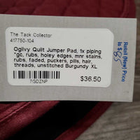 Quilt Jumper Pad, 1x piping *gc, rubs, holey edges, mnr stains, rubs, faded, puckers, pills, hair, threads, unstitched
