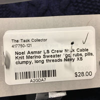 LS Crew Neck Cable Knit Merino Sweater *gc, rubs, pills, clumpy, long threads
