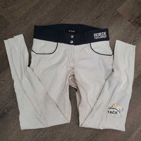 Full Seat Sticky Breeches *gc/fair, v.stained, puckers, faded, peeled logo & stickies, v.discolored seat & legs, rubs, pills
