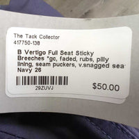 Full Seat Sticky Breeches *gc, faded, rubs, pilly lining, seam puckers, v.snagged seat
