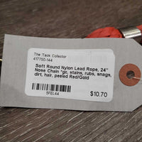 Soft Round Nylon Lead Rope, 24" Nose Chain *gc, stains, rubs, snags, dirt, hair, peeled
