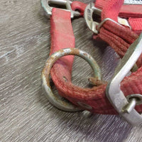 Thick Nylon Fleece Lined Halter, snap, adj *gc/fair, dirty, stains, rusty, clumpy, hairy, older? faded
