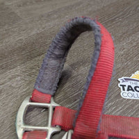Thick Nylon Fleece Lined Halter, snap, adj *gc/fair, dirty, stains, rusty, clumpy, hairy, older? faded
