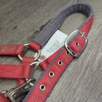 Thick Nylon Fleece Lined Halter, snap, adj *gc/fair, dirty, stains, rusty, clumpy, hairy, older? faded
