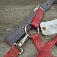 Thick Nylon Fleece Lined Halter, snap, adj *gc/fair, dirty, stains, rusty, clumpy, hairy, older? faded
