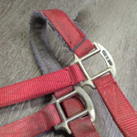 Thick Nylon Fleece Lined Halter, snap, adj *gc/fair, dirty, stains, rusty, clumpy, hairy, older? faded
