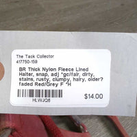 Thick Nylon Fleece Lined Halter, snap, adj *gc/fair, dirty, stains, rusty, clumpy, hairy, older? faded
