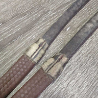 Narrow Pr Rubber Reins, Buckles *fair, faded, v.stiff, dry, faded, thin edges, threads, faded
