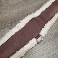 Nylon Web Thick Fleece Lined Girth, 2x els, D Ring *gc/fair, clean, clumpy, residue, stains, stretched & popped els, rubs, holey/thin edges
