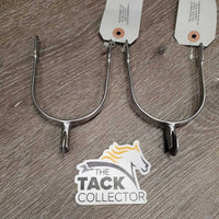 Pr Flat Smooth Rowel Spurs *gc, scratches, scuffs, film, stains?dirt
