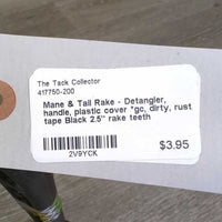 Mane & Tail Rake - Detangler, handle, plastic cover *gc, dirty, rust, tape
