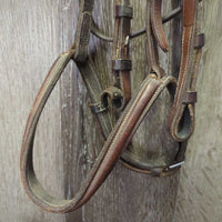 Rsd Bridle, Braided Reins *gc/fair, dry, stiff, scrapes, mismatched, stains
