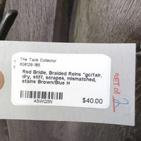 Rsd Bridle, Braided Reins *gc/fair, dry, stiff, scrapes, mismatched, stains
