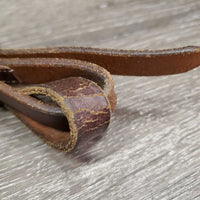 2 Med Leather Breastcollar Straps *gc/fair, dry, cracks, edge scrapes, stiff, stain, rubs
