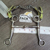 Western Tom Thumb Bit, Nylon & Chain Curb Strap *gc/fair, v.dirty, pitted, rusty, stains
