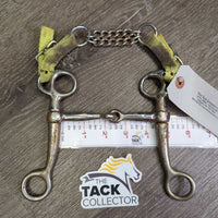Western Tom Thumb Bit, Nylon & Chain Curb Strap *gc/fair, v.dirty, pitted, rusty, stains
