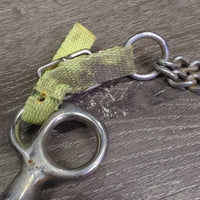 Western Tom Thumb Bit, Nylon & Chain Curb Strap *gc/fair, v.dirty, pitted, rusty, stains

