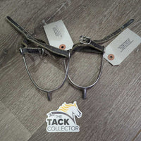 Thin POW Spurs, Thick Leather Straps *gc/fair, widened, mnr dirt, scratches, loose threads
