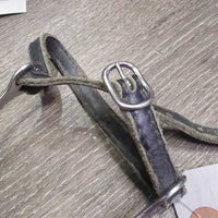 Thin POW Spurs, Thick Leather Straps *gc/fair, widened, mnr dirt, scratches, loose threads
