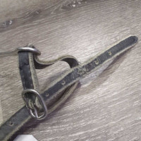 Thin POW Spurs, Thick Leather Straps *gc/fair, widened, mnr dirt, scratches, loose threads
