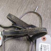 Thin POW Spurs, Thick Leather Straps *gc/fair, widened, mnr dirt, scratches, loose threads
