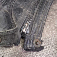 Pr Leather Half Chaps *fair, torn v.dirty, older, faded, rubs, scrapes, broken tab
