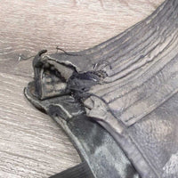 Pr Leather Half Chaps *fair, torn v.dirty, older, faded, rubs, scrapes, broken tab
