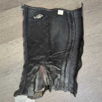 Pr Leather Half Chaps *fair, torn v.dirty, older, faded, rubs, scrapes, broken tab
