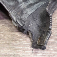 Pr Leather Half Chaps *fair, torn v.dirty, older, faded, rubs, scrapes, broken tab
