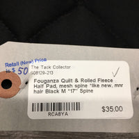 Quilt & Rolled Fleece Half Pad, mesh spine *like new, mnr hair