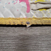 Quilt Jumper Pad *gc, mnr rubs, dirt, stains, puckers, holey edges, holes, pills
