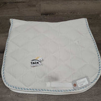 Quilt Jumper Pad, 1x piping *gc, clean, v. rubbed, mnr stains, cut tabs, hole, dingy, threads, pills
