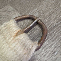 29 Wool String Wide Roper Western Cinch, 2x D Rings *gc/fair, stains, v.dirty, v.hairy, v.rusty
