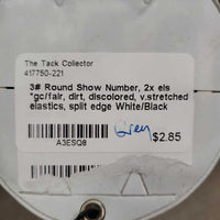 3# Round Show Number, 2x els *gc/fair, dirt, discolored, v.stretched elastics, split edge
