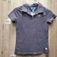 SS 1/4 Snap Polo Shirt, bling *gc, clean, faded
