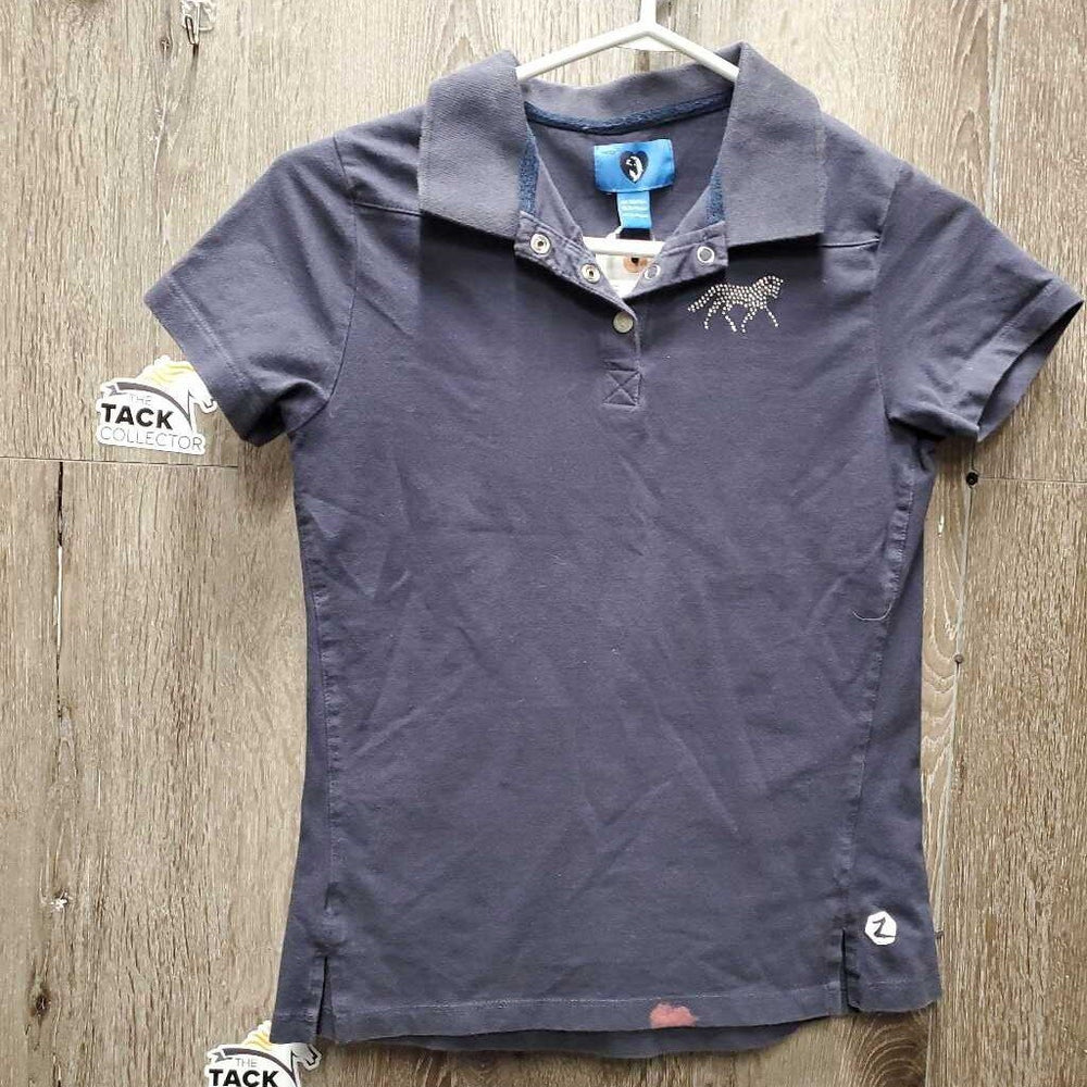 SS 1/4 Snap Polo Shirt, bling *gc, clean, faded