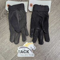JUNIORS Cloth Riding Gloves *gc, dirty & clean, rubs, hairy velcro
