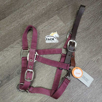 Nylon Halter, snap, adj, Leather Breakaway Crown *gc, faded, rubs, snags, edge rubs, mnr dirt & chews
