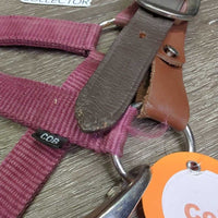 Nylon Halter, snap, adj, Leather Breakaway Crown *gc, faded, rubs, snags, edge rubs, mnr dirt & chews
