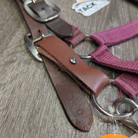 Nylon Halter, snap, adj, Leather Breakaway Crown *gc, faded, rubs, snags, edge rubs, mnr dirt & chews
