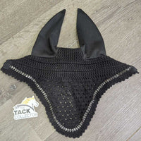 Crochet Fly Veil Ear Bonnet, bling *vgc, mnr hair & dirt?stain
