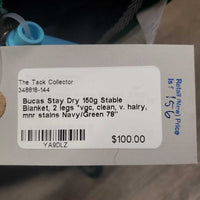Stay Dry 150g Stable Blanket, 2 legs *vgc, clean, v. hairy, mnr stains
