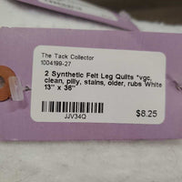 2 Synthetic Felt Leg Quilts *vgc, clean, pilly, stains, older, rubs
