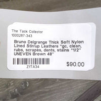 Thick Soft Nylon Lined Stirrup Leathers *gc, clean, rubs, scrapes, dents, stains *1/2" UNEVEN
