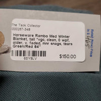 Med Winter Blanket, tail *vgc, clean, 0 wpf, older, v. faded, mnr snags, tears
