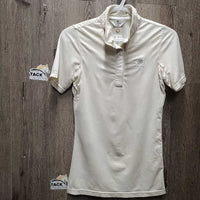 SS Show Sun Shirt, 1/3 Snap Up, snap collar, mesh pits *gc/fair, dingy, discolored, stains, seam puckers
