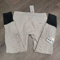 Euro Seat Breeches *gc/fair, repaired zipper end, Broken Zip, stains, peeled stickies, snags, rubs, discolored seat & legs, older

