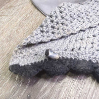Crochet Fly Veil Ear Bonnet, bling, piping *gc, mnr dirt?stains, loose ear stitching, curled edges, mnr hair
